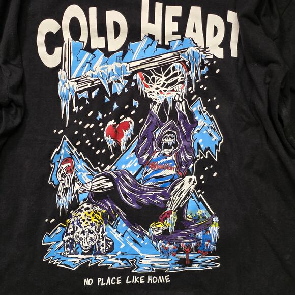 Cold Heart Basketball Dunking Monster Men’s T-Shirt Large Black Graphic Tee - Picture 2 of 5
